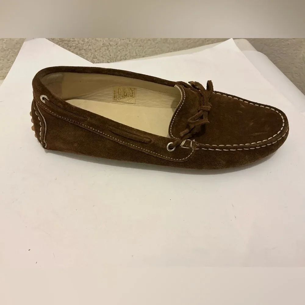 Ann Mashburn Suede Loafers brown Round-Toes women’s size 40